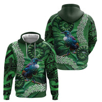 Tui Bird Koru Silver Fern Aotearoa Zip Hoodie LT9 - Polynesian Pride