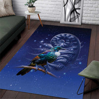 Tui Bird Matariki Galaxy Area Rug Koru Silver Fern Aotearoa LT9 Galaxy - Polynesian Pride