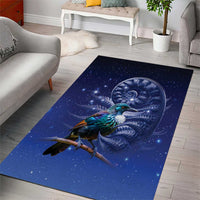 Tui Bird Matariki Galaxy Area Rug Koru Silver Fern Aotearoa LT9 - Polynesian Pride