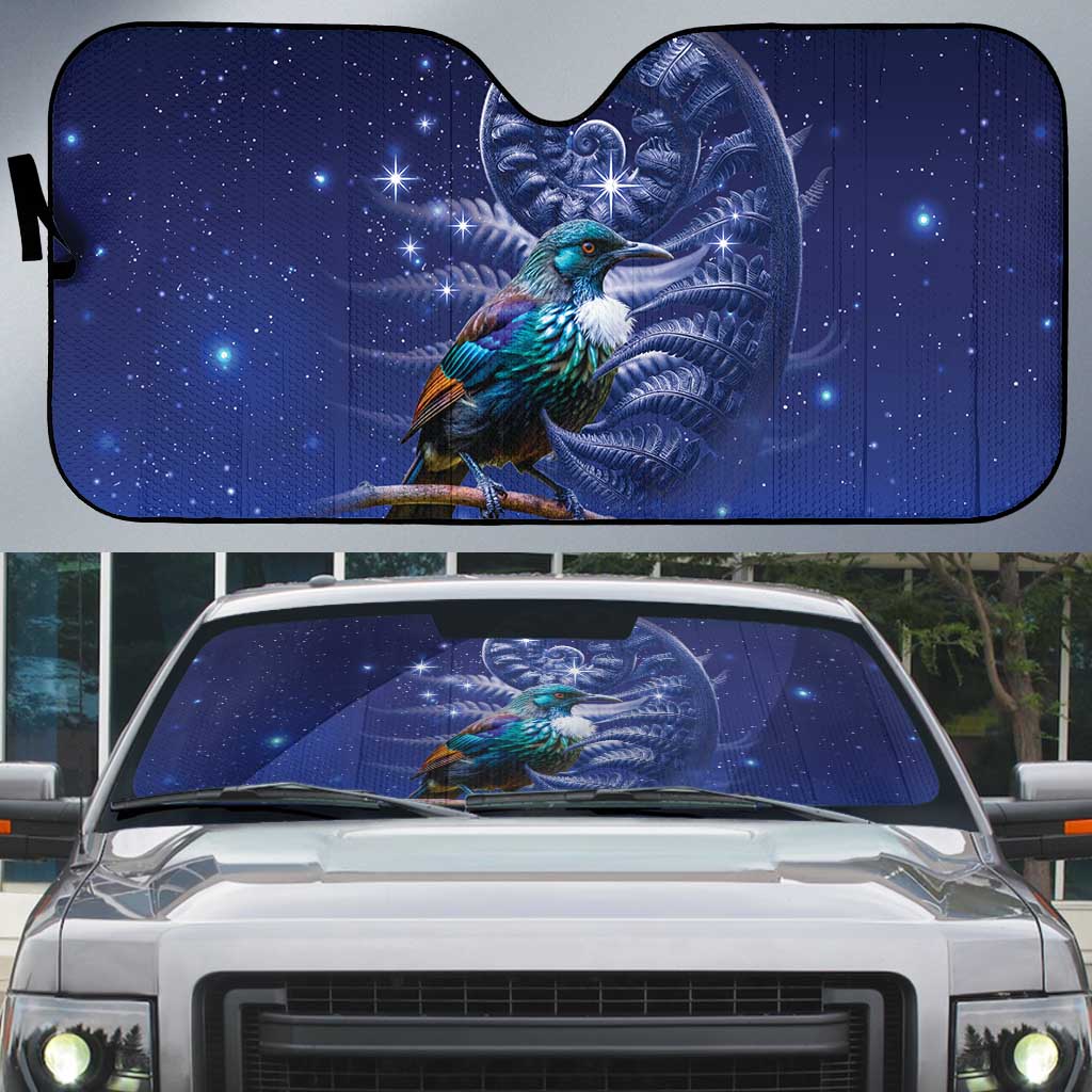 Tui Bird Matariki Galaxy Auto Sun Shade Koru Silver Fern Aotearoa LT9 Galaxy - Polynesian Pride