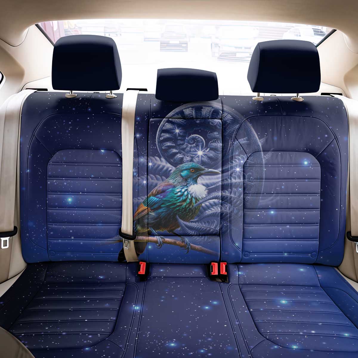 Tui Bird Matariki Galaxy Back Car Seat Cover Koru Silver Fern Aotearoa LT9 - Polynesian Pride