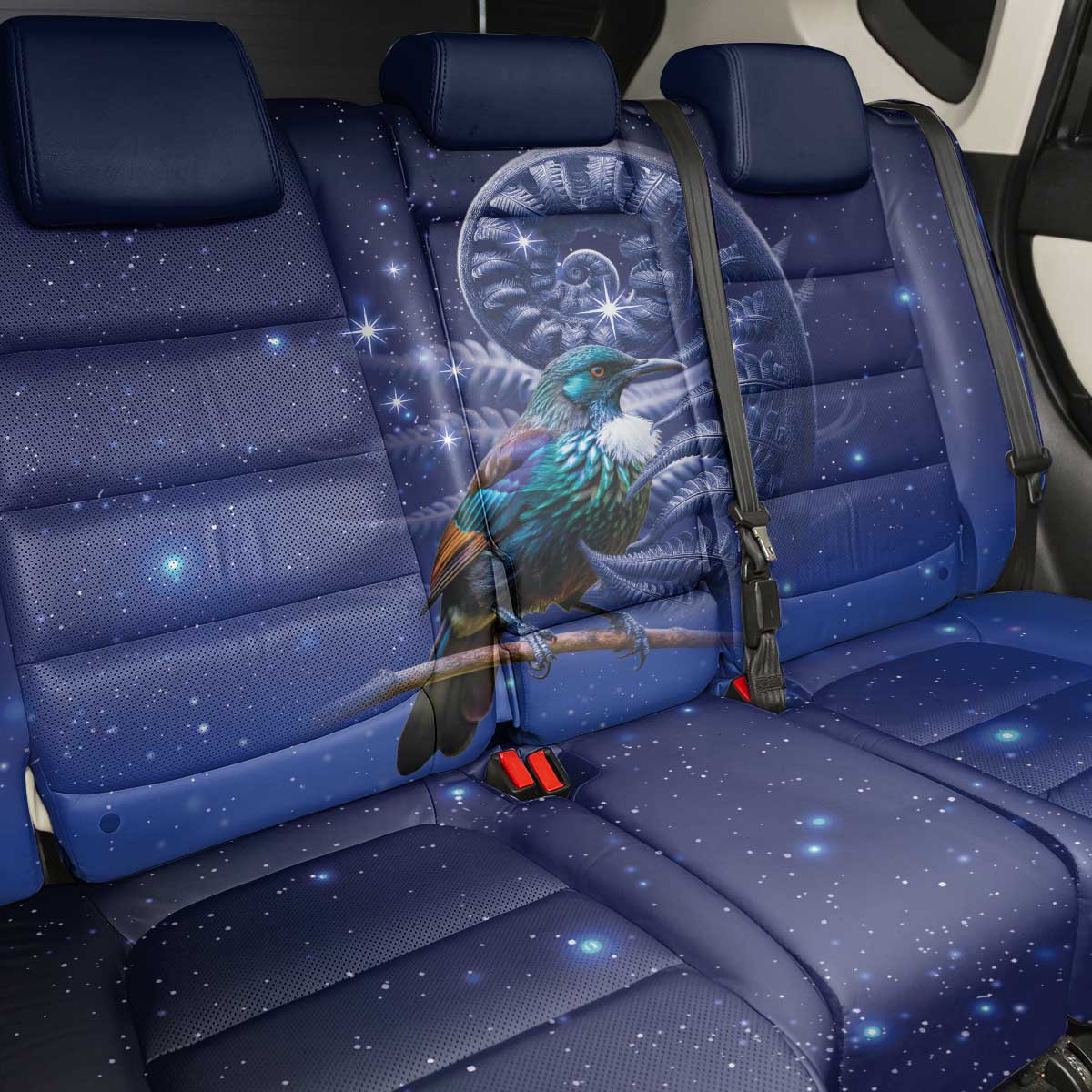 Tui Bird Matariki Galaxy Back Car Seat Cover Koru Silver Fern Aotearoa LT9 - Polynesian Pride