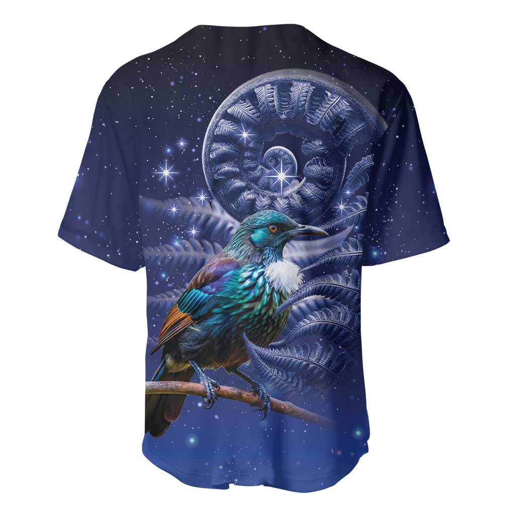 Tui Bird Matariki Galaxy Baseball Jersey Koru Silver Fern Aotearoa LT9 - Polynesian Pride