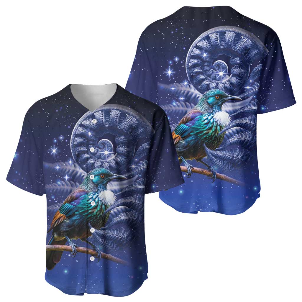 Tui Bird Matariki Galaxy Baseball Jersey Koru Silver Fern Aotearoa LT9 - Polynesian Pride