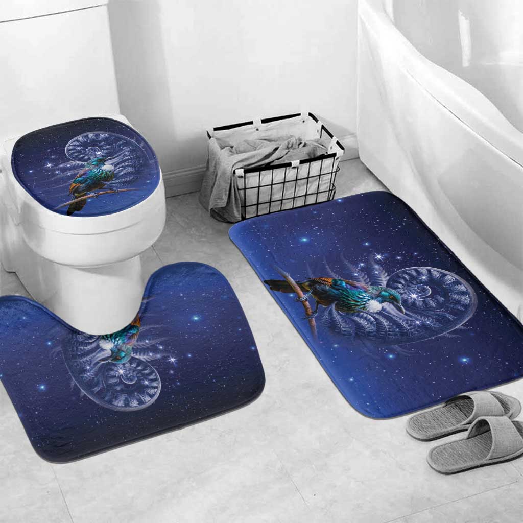Tui Bird Matariki Galaxy Bathroom Set Koru Silver Fern Aotearoa LT9 Mat Set Only (3 pcs) One Size Galaxy - Polynesian Pride