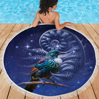 Tui Bird Matariki Galaxy Beach Blanket Koru Silver Fern Aotearoa LT9 - Polynesian Pride