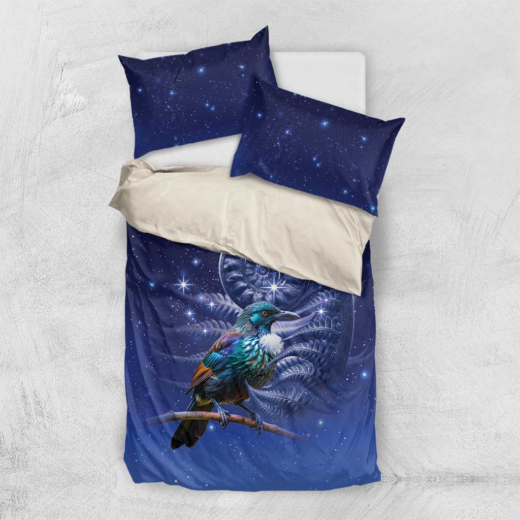 Tui Bird Matariki Galaxy Bedding Set Koru Silver Fern Aotearoa LT9 US Twin 172cm x 218cm Galaxy - Polynesian Pride