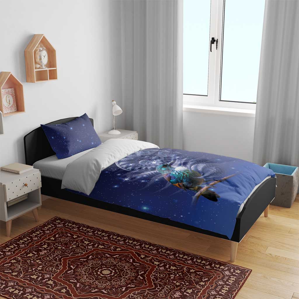 Tui Bird Matariki Galaxy Bedding Set Koru Silver Fern Aotearoa LT9 - Polynesian Pride