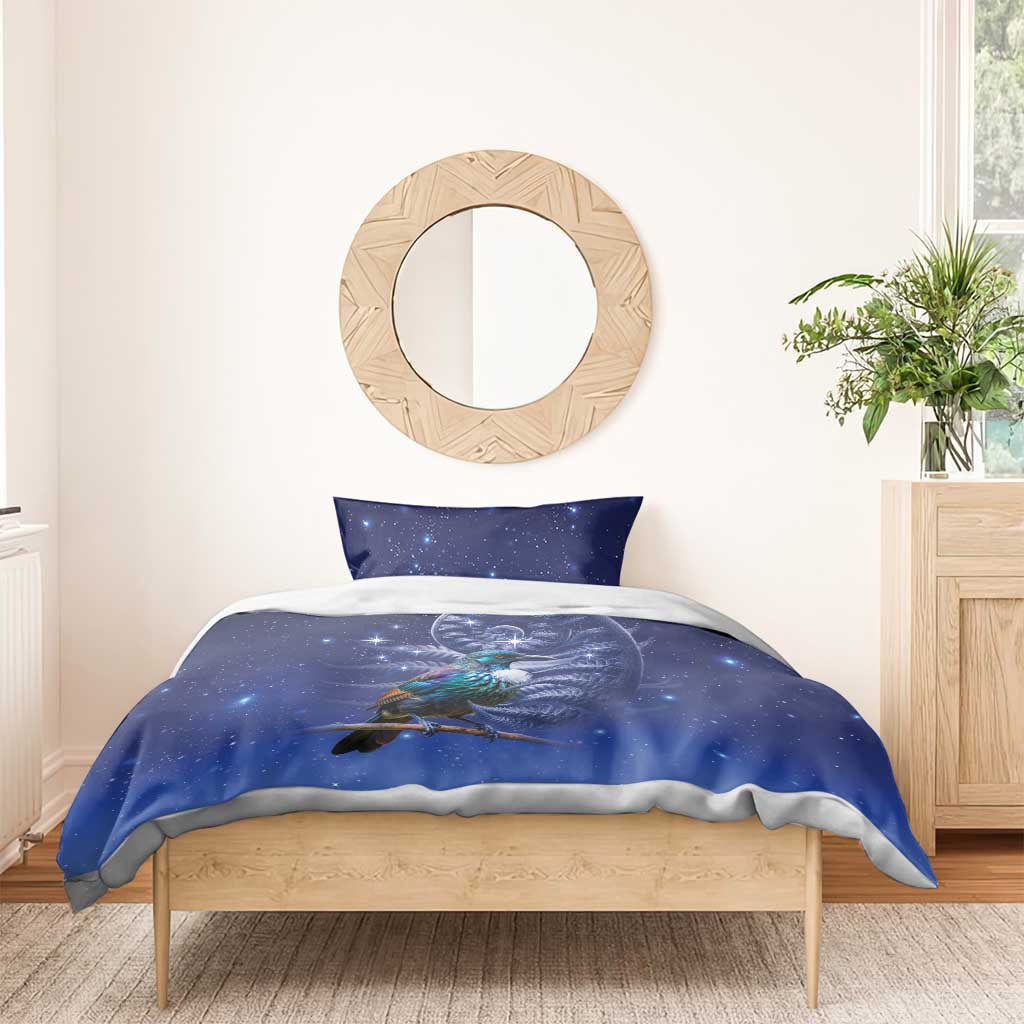 Tui Bird Matariki Galaxy Bedding Set Koru Silver Fern Aotearoa LT9 - Polynesian Pride
