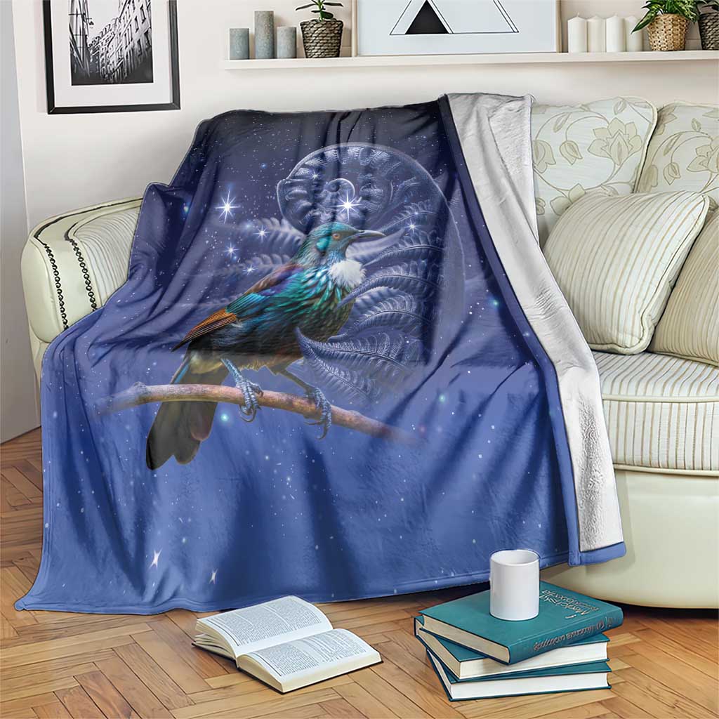 Tui Bird Matariki Galaxy Blanket Koru Silver Fern Aotearoa LT9 Galaxy - Polynesian Pride