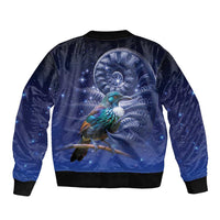 Tui Bird Matariki Galaxy Bomber Jacket Koru Silver Fern Aotearoa LT9 - Polynesian Pride