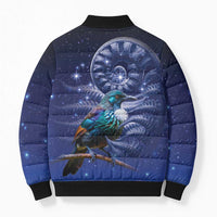Tui Bird Matariki Galaxy Bomber Puffer Jacket Koru Silver Fern Aotearoa LT9 - Polynesian Pride