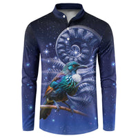 Tui Bird Matariki Galaxy Button Sweatshirt Koru Silver Fern Aotearoa LT9 Galaxy - Polynesian Pride
