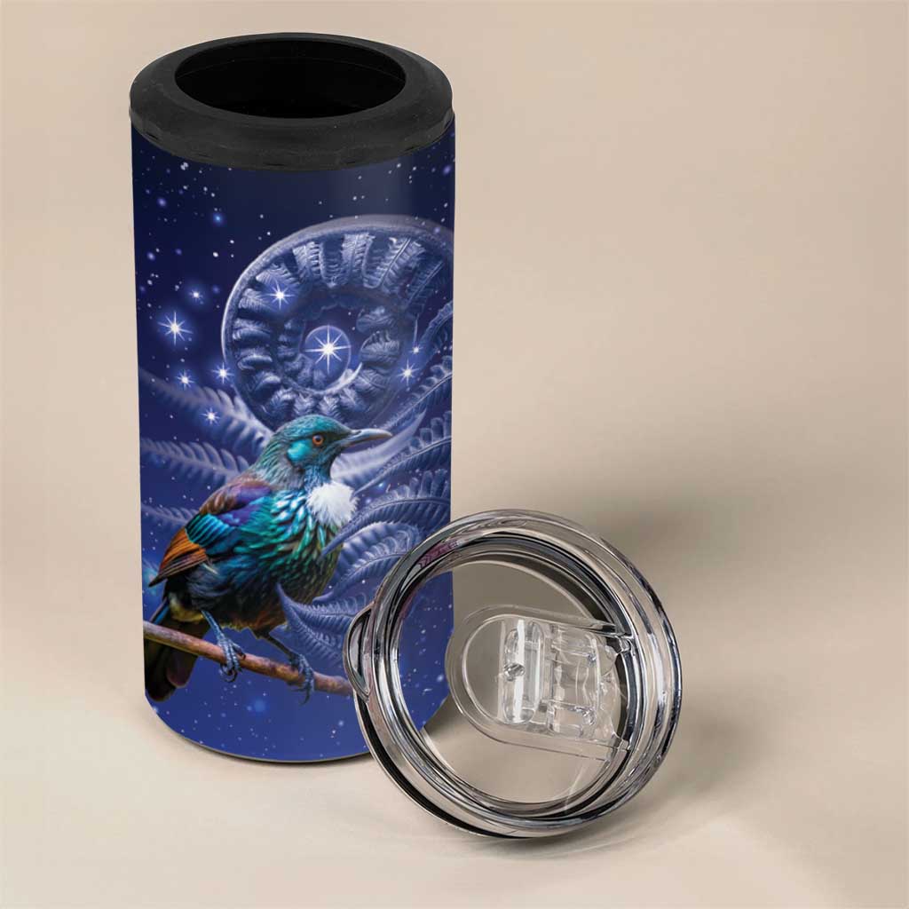 Tui Bird Matariki Galaxy 4 in 1 Can Cooler Tumbler Koru Silver Fern Aotearoa LT9 - Polynesian Pride
