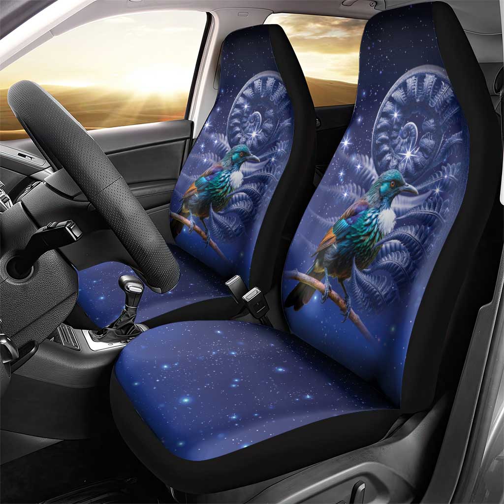 Tui Bird Matariki Galaxy Car Seat Cover Koru Silver Fern Aotearoa LT9 - Polynesian Pride