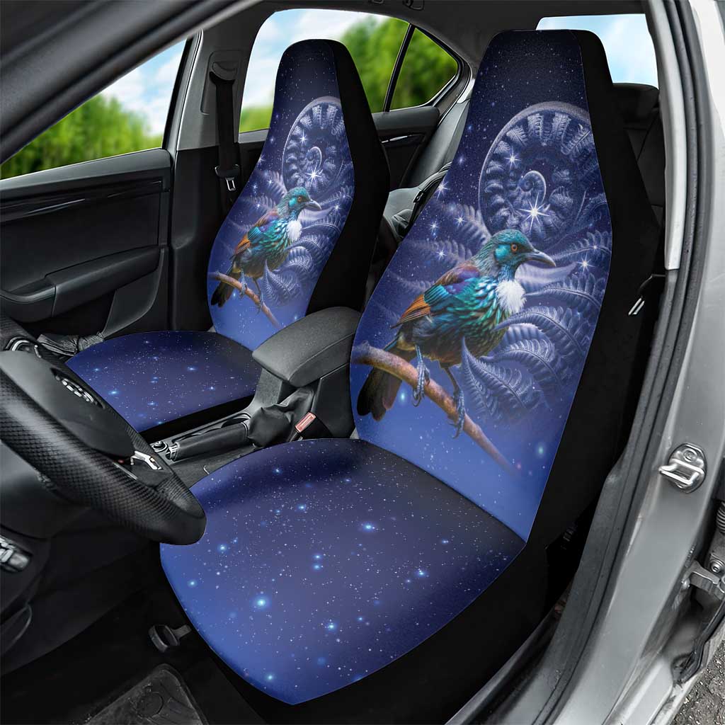 Tui Bird Matariki Galaxy Car Seat Cover Koru Silver Fern Aotearoa LT9 - Polynesian Pride