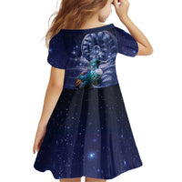 Tui Bird Matariki Galaxy Family Matching Off The Shoulder Long Sleeve Dress and Hawaiian Shirt Koru Silver Fern Aotearoa