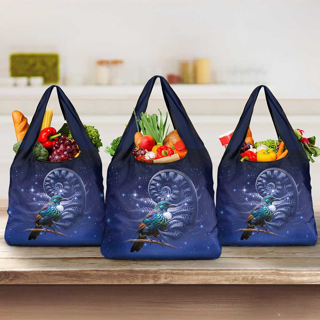Tui Bird Matariki Galaxy Grocery Bag Koru Silver Fern Aotearoa LT9 3-pack One Size Galaxy - Polynesian Pride