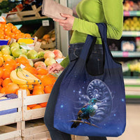 Tui Bird Matariki Galaxy Grocery Bag Koru Silver Fern Aotearoa LT9 - Polynesian Pride