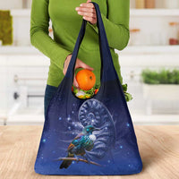 Tui Bird Matariki Galaxy Grocery Bag Koru Silver Fern Aotearoa LT9 - Polynesian Pride