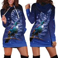 Tui Bird Matariki Galaxy Hoodie Dress Koru Silver Fern Aotearoa LT9 - Polynesian Pride