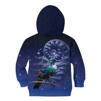 Tui Bird Matariki Galaxy Kid Hoodie Koru Silver Fern Aotearoa LT9 - Polynesian Pride