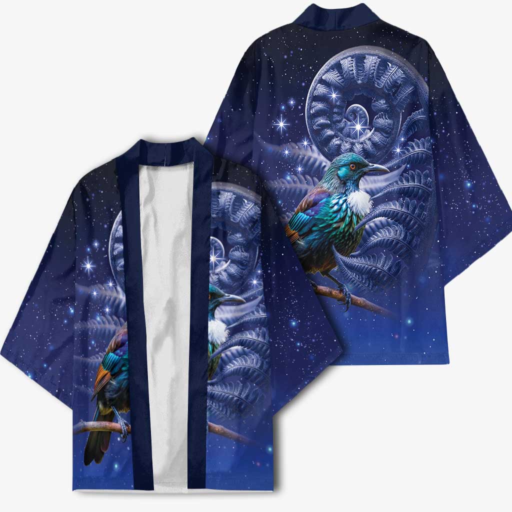 Tui Bird Matariki Galaxy Kimono Koru Silver Fern Aotearoa LT9 - Polynesian Pride