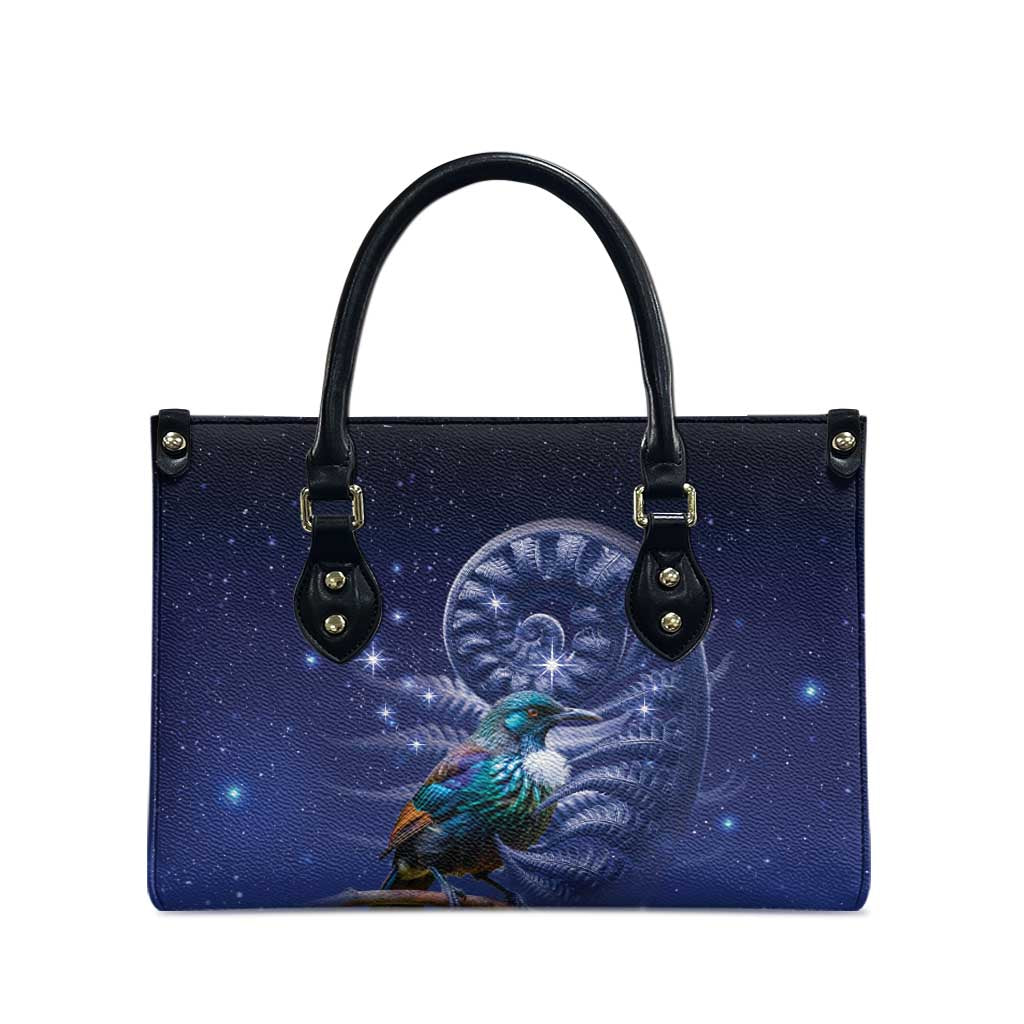 Tui Bird Matariki Galaxy Leather Bag Koru Silver Fern Aotearoa LT9 - Polynesian Pride