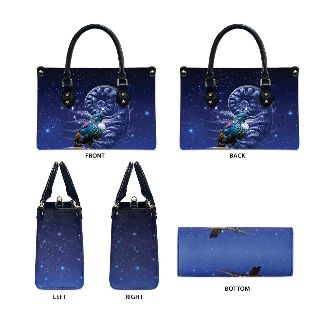 Tui Bird Matariki Galaxy Leather Bag Koru Silver Fern Aotearoa LT9 - Polynesian Pride