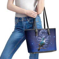 Tui Bird Matariki Galaxy Leather Tote Bag Koru Silver Fern Aotearoa LT9 - Polynesian Pride