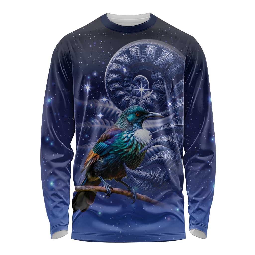 Tui Bird Matariki Galaxy Long Sleeve Shirt Koru Silver Fern Aotearoa LT9 Unisex Galaxy - Polynesian Pride