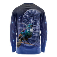 Tui Bird Matariki Galaxy Long Sleeve Shirt Koru Silver Fern Aotearoa LT9 - Polynesian Pride