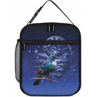 Tui Bird Matariki Galaxy Lunch Bag Koru Silver Fern Aotearoa LT9 10.2 × 8.3 × 4.3 inch Blue - Polynesian Pride