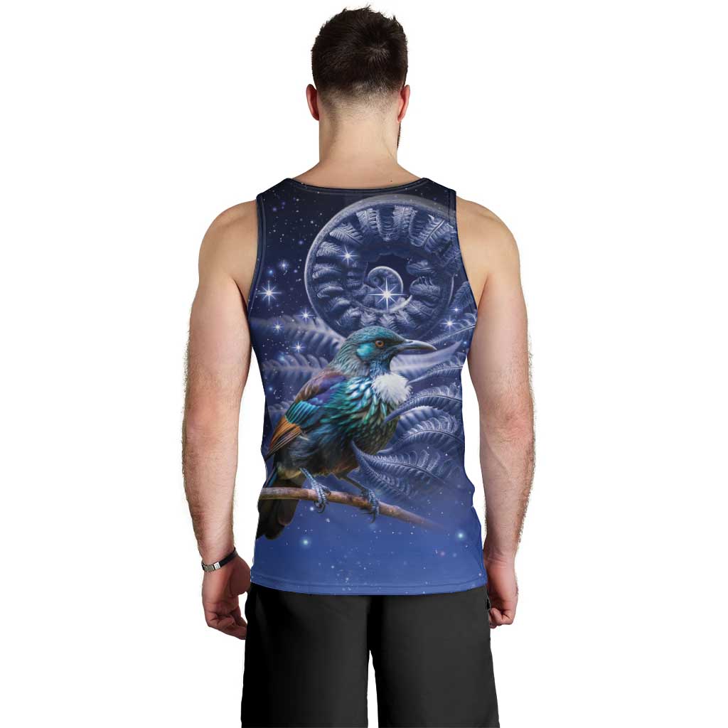 Tui Bird Matariki Galaxy Men Tank Top Koru Silver Fern Aotearoa LT9 - Polynesian Pride