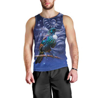 Tui Bird Matariki Galaxy Men Tank Top Koru Silver Fern Aotearoa LT9 - Polynesian Pride
