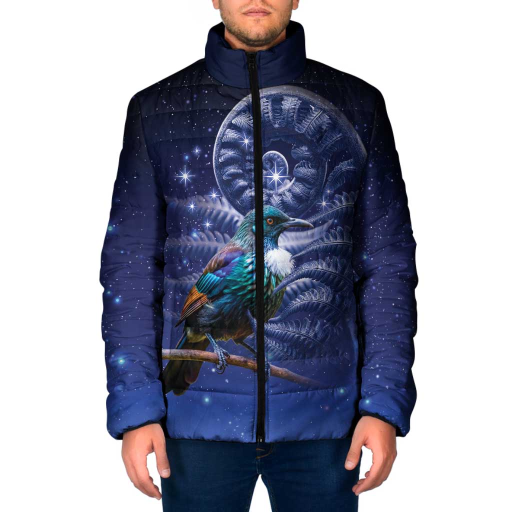 Tui Bird Matariki Galaxy Padded Jacket Koru Silver Fern Aotearoa LT9 Men Galaxy - Polynesian Pride