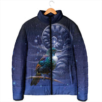 Tui Bird Matariki Galaxy Padded Jacket Koru Silver Fern Aotearoa LT9 - Polynesian Pride