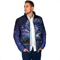 Tui Bird Matariki Galaxy Padded Jacket Koru Silver Fern Aotearoa LT9 - Polynesian Pride