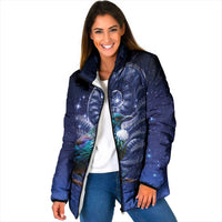 Tui Bird Matariki Galaxy Padded Jacket Koru Silver Fern Aotearoa LT9 Women Galaxy - Polynesian Pride