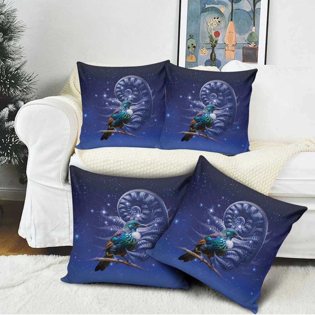 Tui Bird Matariki Galaxy Pillow Cover Koru Silver Fern Aotearoa LT9 - Polynesian Pride