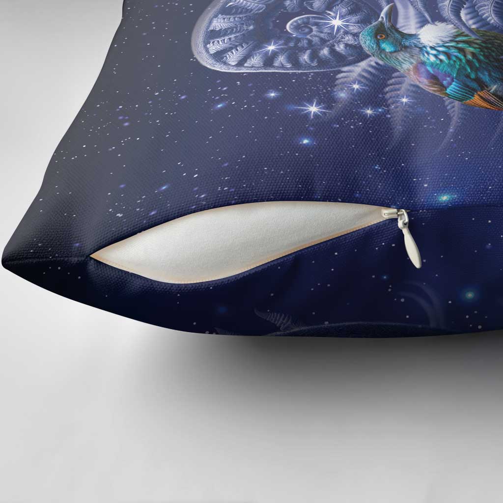 Tui Bird Matariki Galaxy Pillow Cover Koru Silver Fern Aotearoa LT9 - Polynesian Pride