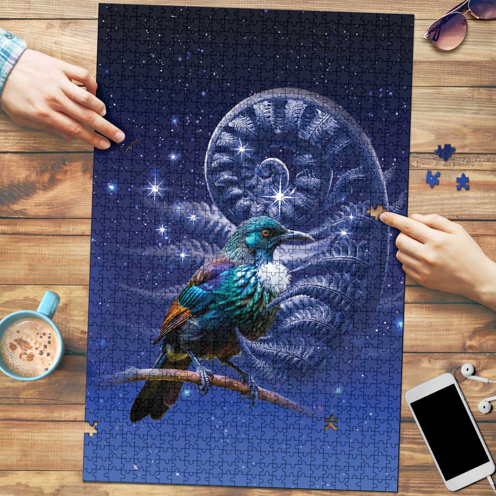 Tui Bird Matariki Galaxy Puzzle Koru Silver Fern Aotearoa LT9 Galaxy - Polynesian Pride