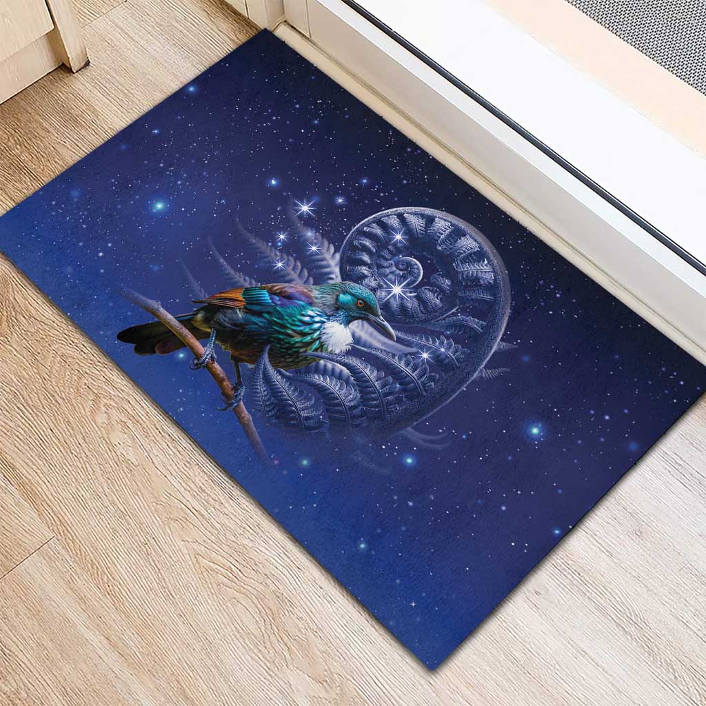 Tui Bird Matariki Galaxy Rubber Doormat Koru Silver Fern Aotearoa LT9 - Polynesian Pride