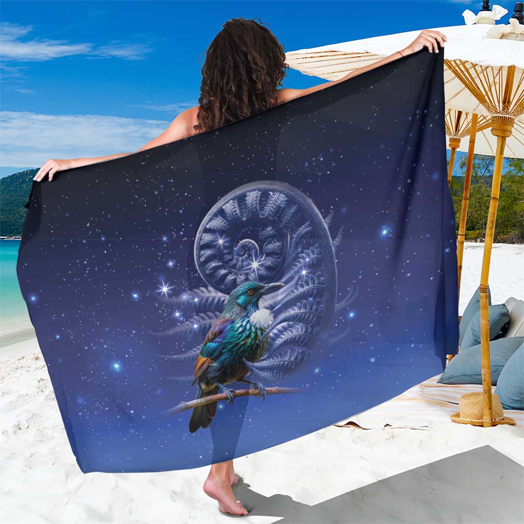 Tui Bird Matariki Galaxy Sarong Koru Silver Fern Aotearoa LT9 One Size 44 x 66 inches Galaxy - Polynesian Pride