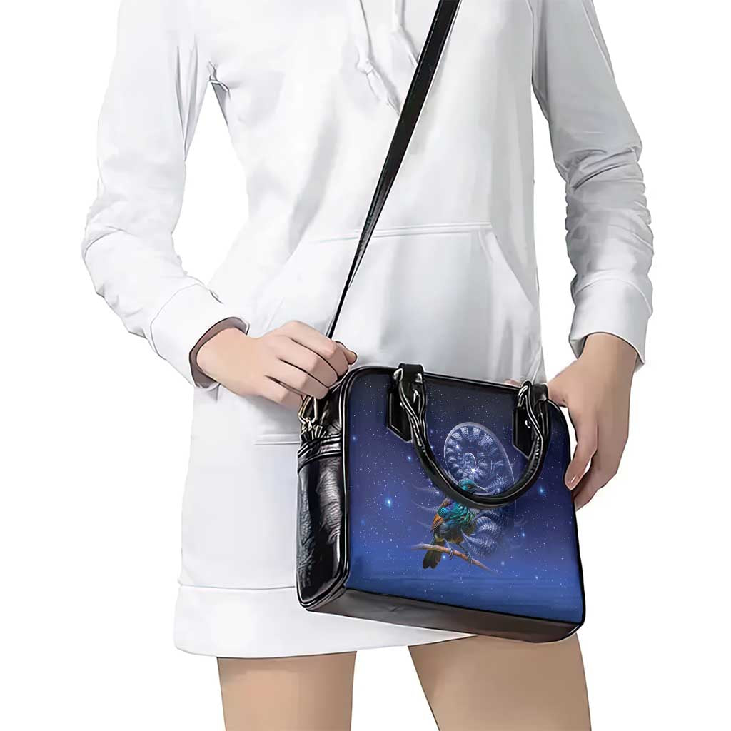 Tui Bird Matariki Galaxy Shoulder Handbag Koru Silver Fern Aotearoa LT9 - Polynesian Pride