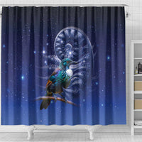 Tui Bird Matariki Galaxy Shower Curtain Koru Silver Fern Aotearoa LT9 - Polynesian Pride