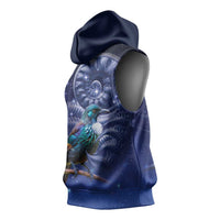 Tui Bird Matariki Galaxy Sleeveless Hoodie Koru Silver Fern Aotearoa LT9 - Polynesian Pride