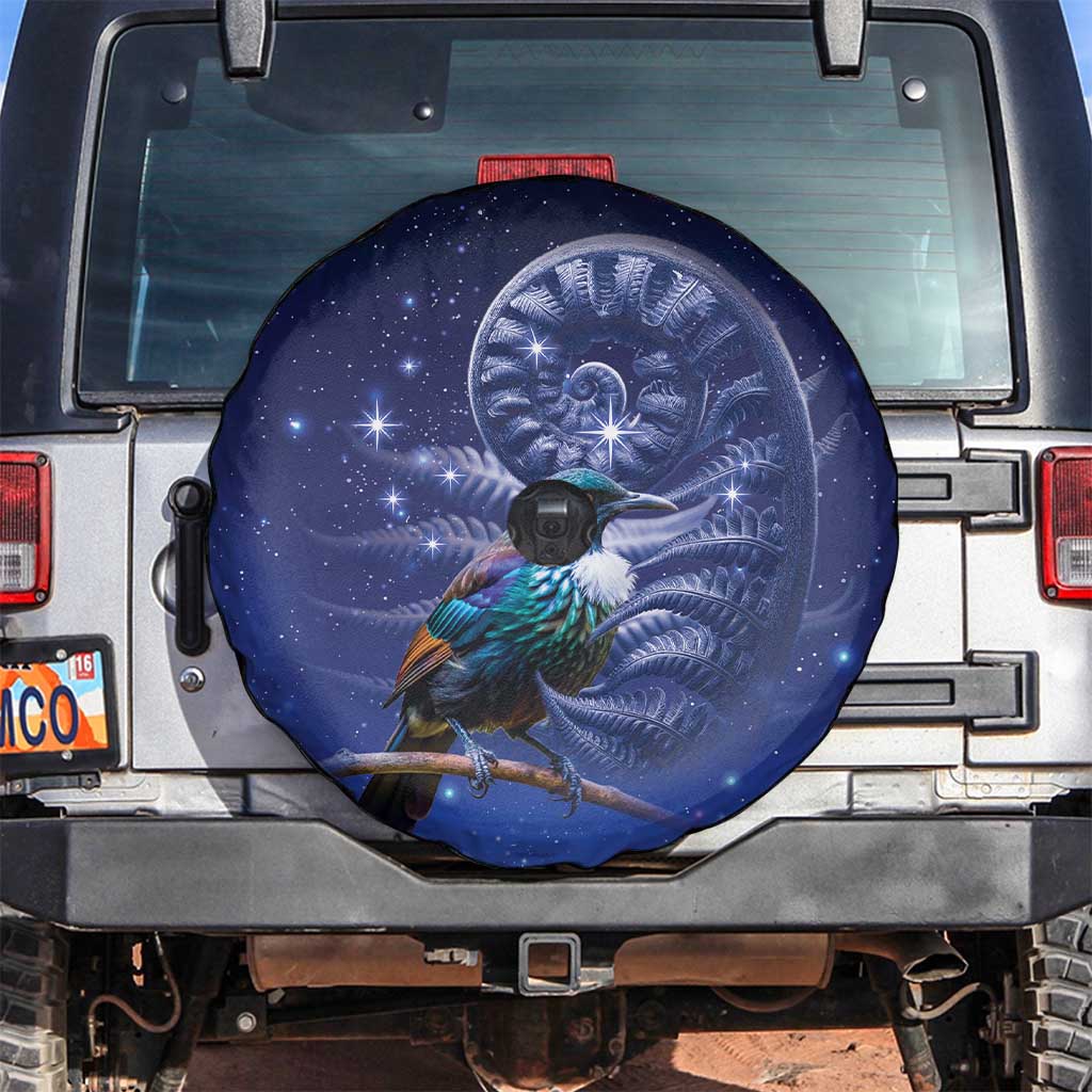 Tui Bird Matariki Galaxy Spare Tire Cover Koru Silver Fern Aotearoa LT9 Galaxy - Polynesian Pride