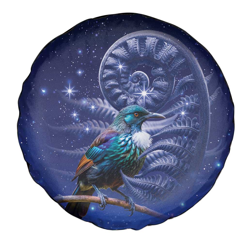 Tui Bird Matariki Galaxy Spare Tire Cover Koru Silver Fern Aotearoa LT9 - Polynesian Pride
