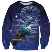 Tui Bird Matariki Galaxy Sweatshirt Koru Silver Fern Aotearoa LT9 Unisex Galaxy - Polynesian Pride